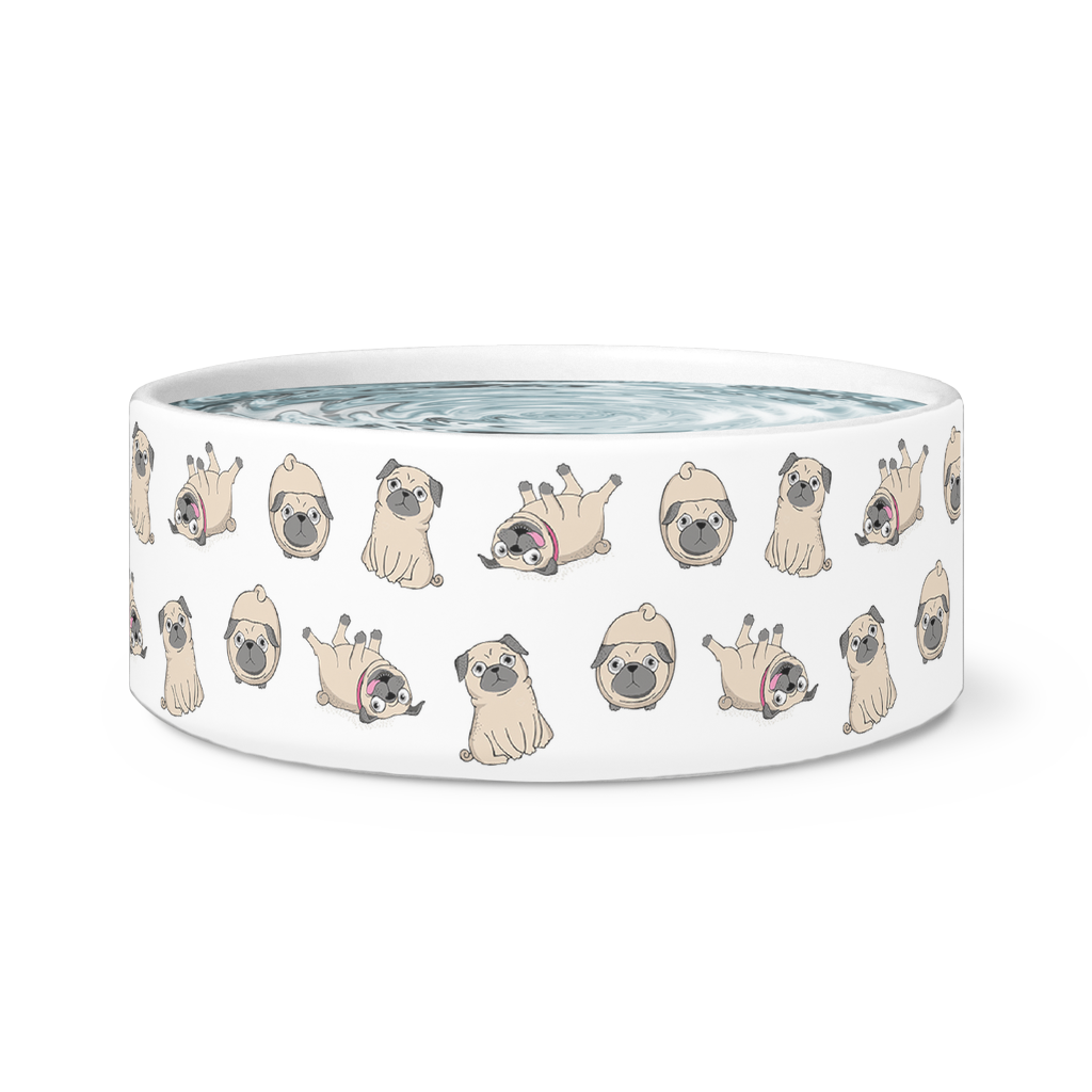 Pug Pattern Dog Bowl