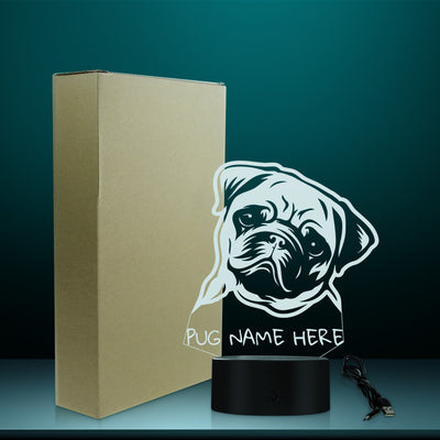 Custom Pug 3D LED Night Light - pug bestseller
