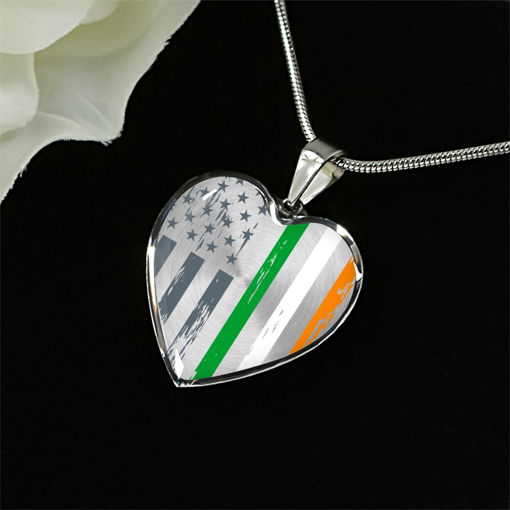 US Irish Flag Silver Necklace