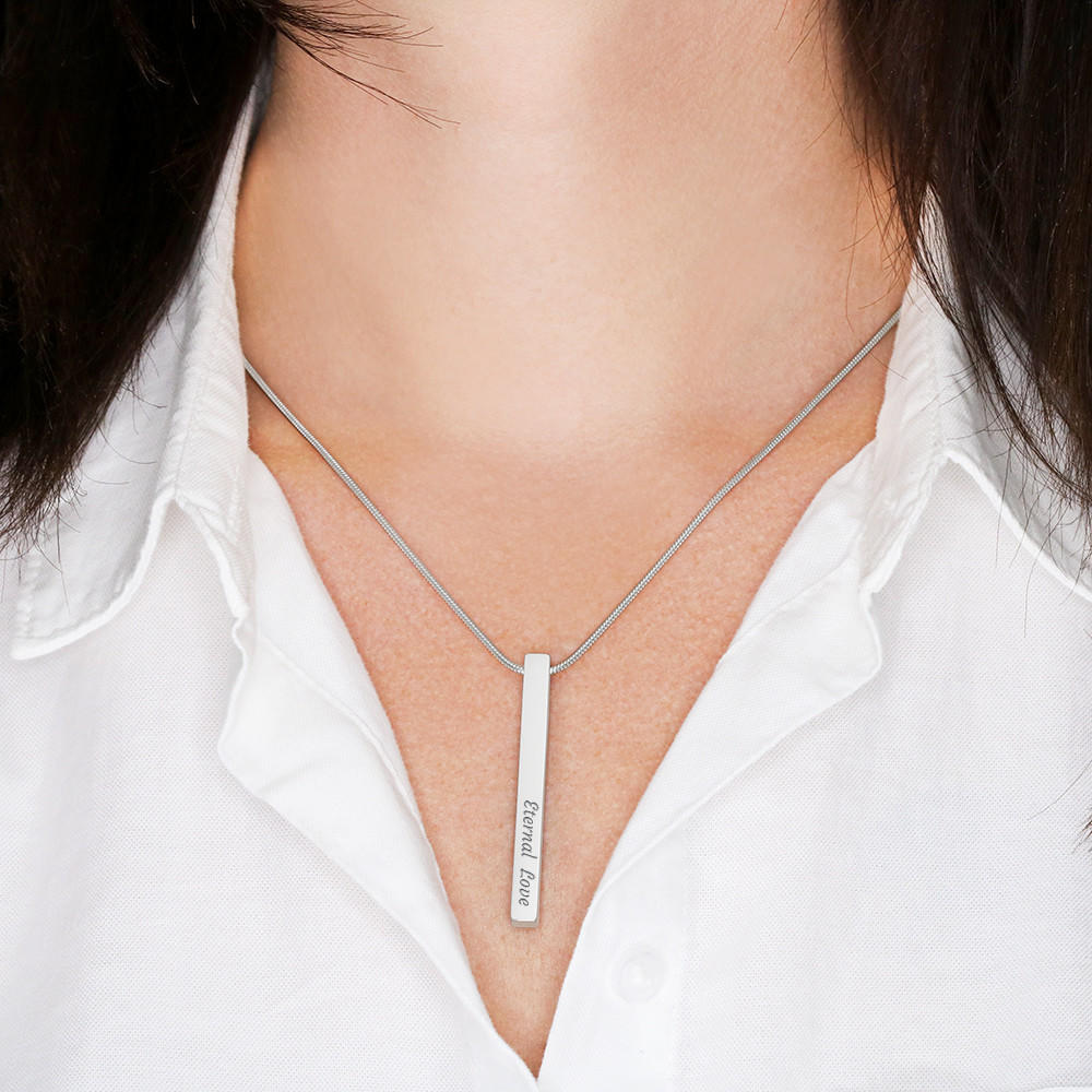 Custom Engraved Vertical Stick Necklace (4 Sides)