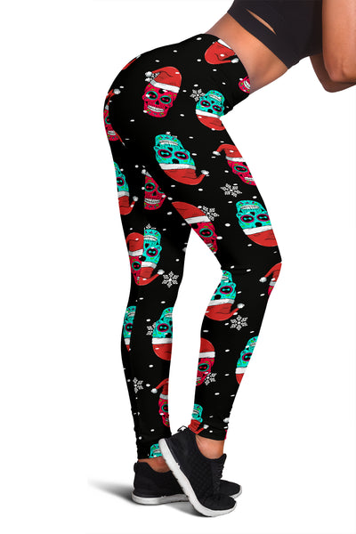 Snowy Sugar Skull Xmas Leggings