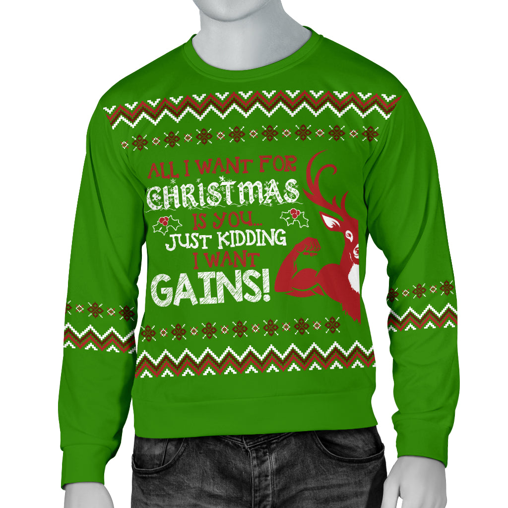 I  Want Gains Men's Ugly Xmas Sweater