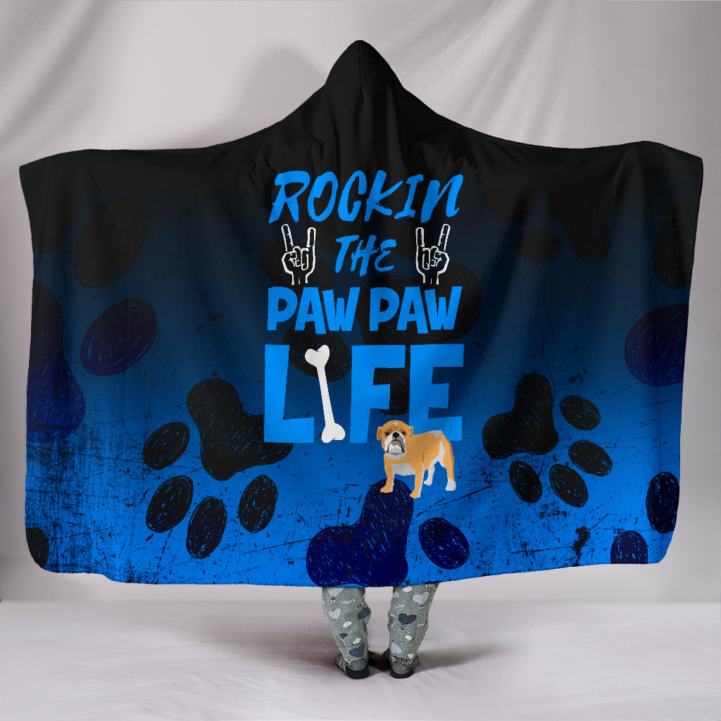 Rockin Paw Paw Life Bulldog Hooded Blanket