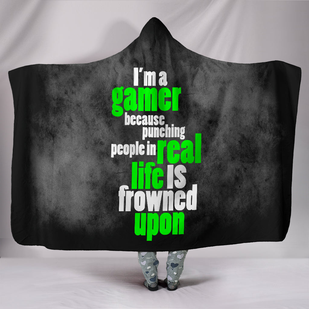 Punching People Is Frowned Upon Hooded Blanket
