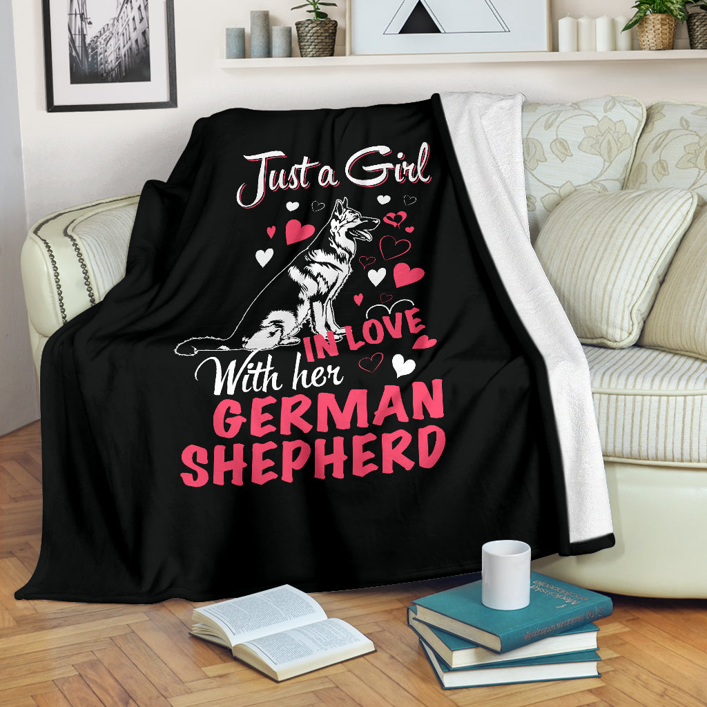 Just A Girl In Love With Her German Shepherd Premium Blanket