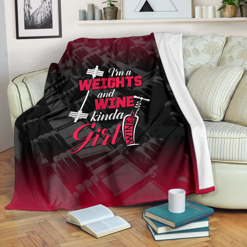 Weights and Wine Kinda Girl Premium Blanket