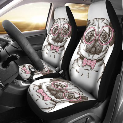 Nerd Pug Car Seat Covers (set of 2)