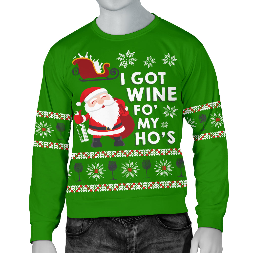 Wine Fo My Hos Men's Ugly Xmas Sweater