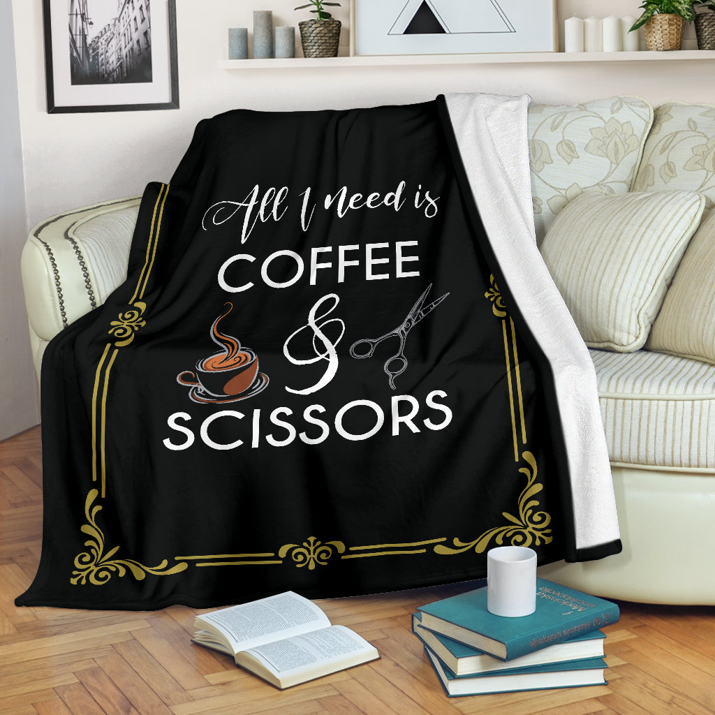 Coffee and Scissors Premium Blanket