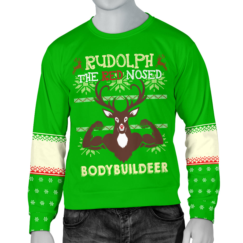 Rudolph Bodybuilder Men's Ugly Xmas Sweater