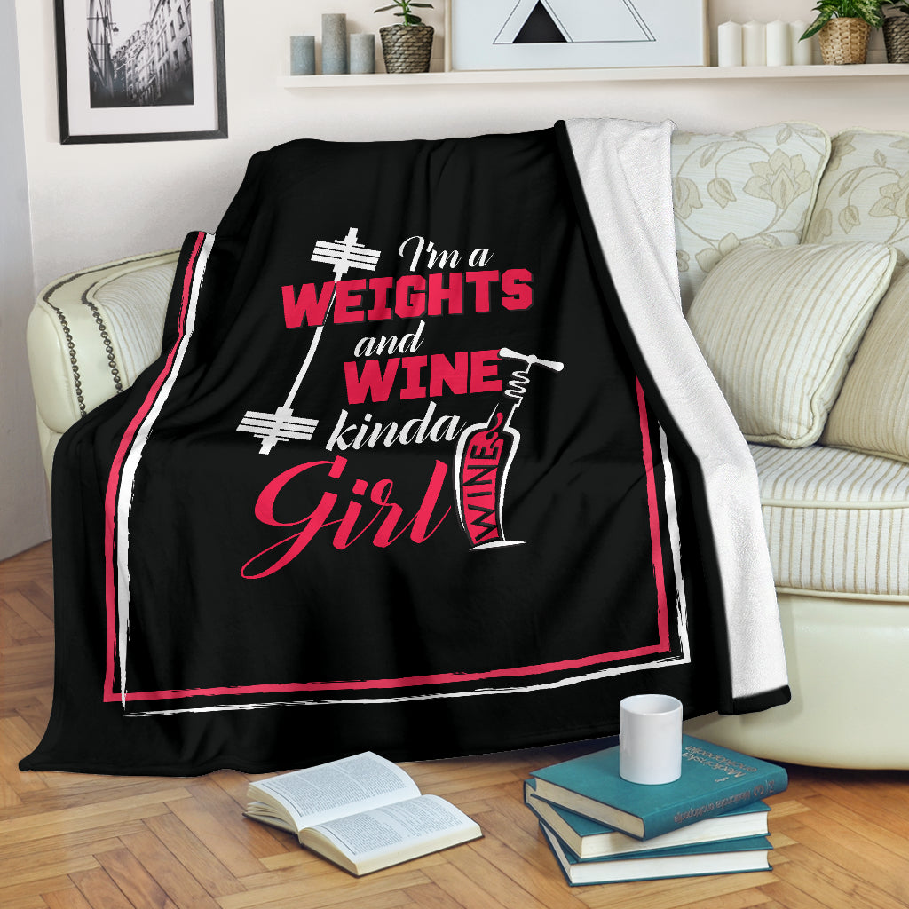 Weights and Wine Kinda Girl Premium Blanket