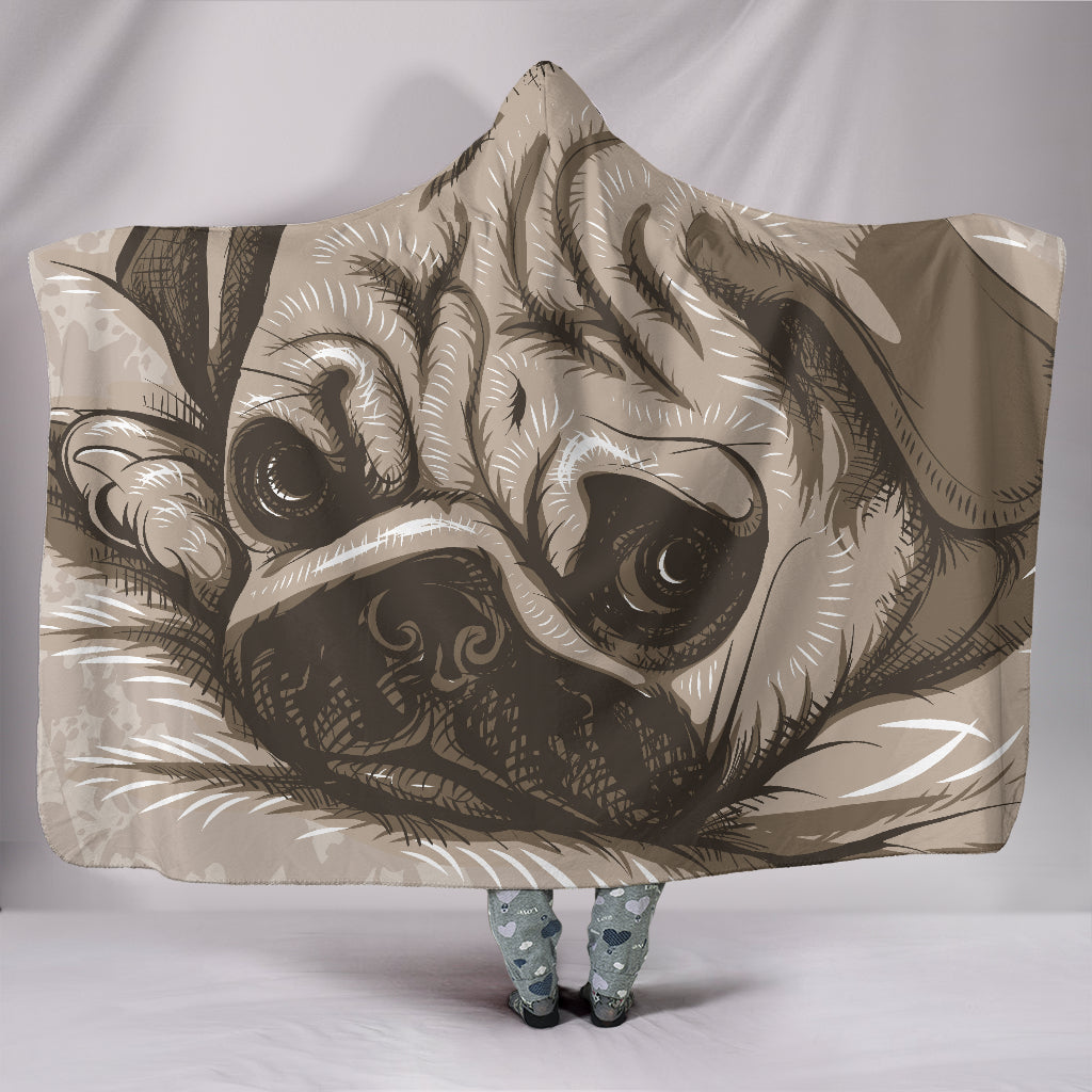 Sleepy Pug Hooded Blanket