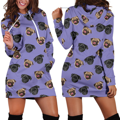 Pug Head Hoodie Dress - pug bestseller