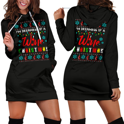Dreaming of A Wine Christmas Hoodie Dress