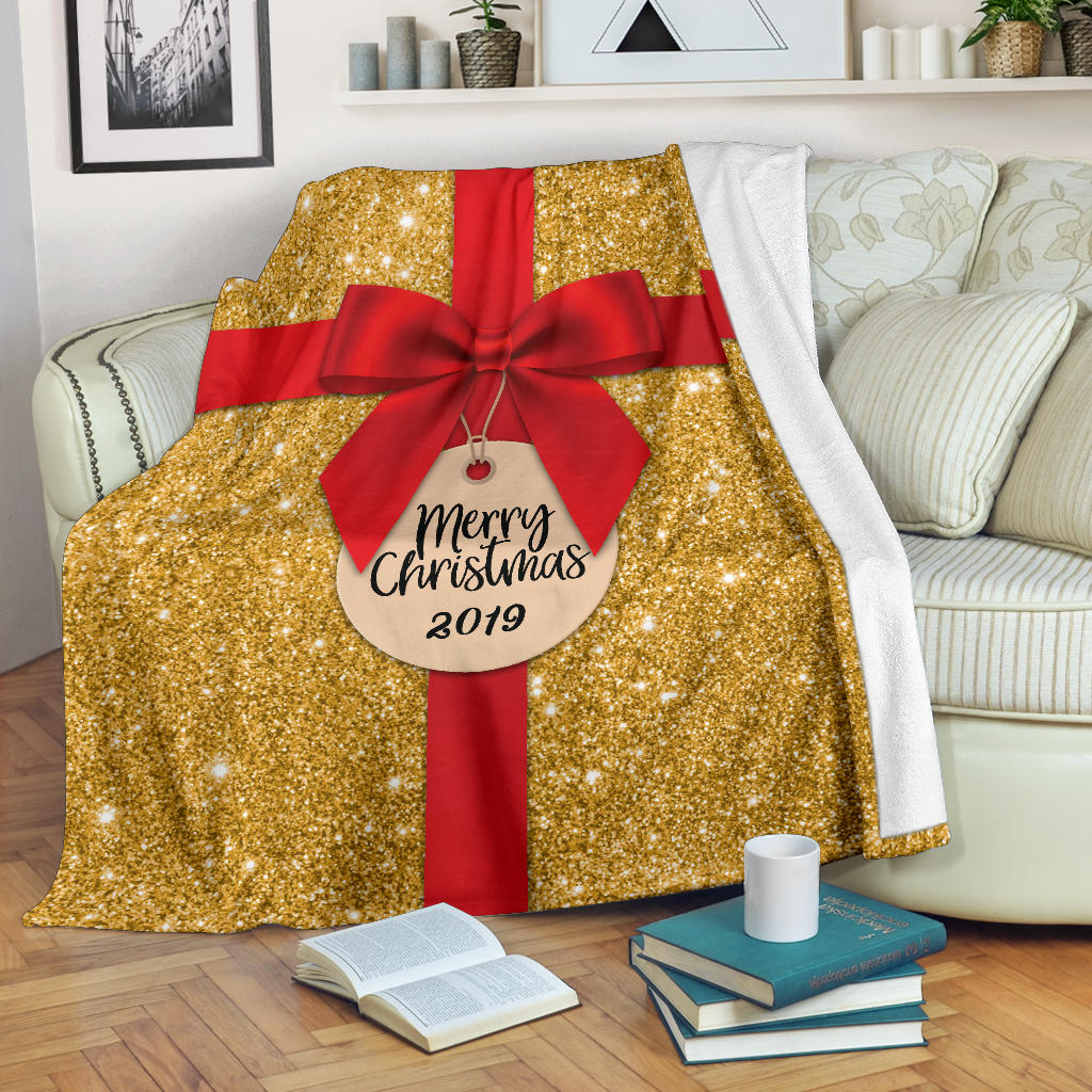 Gold Christmas Present 2019 Premium Blanket