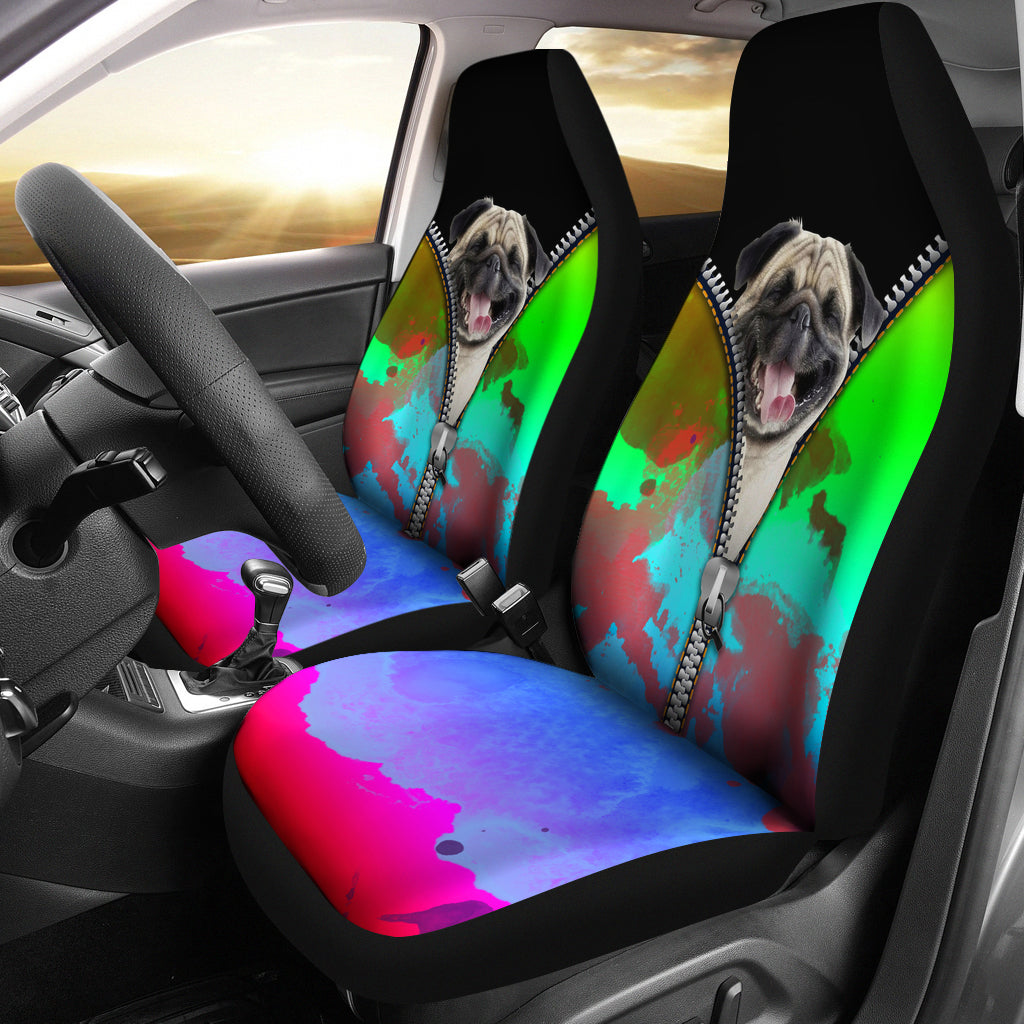 Zipped Pug Car Seat Cover (set of 2) - pug bestseller