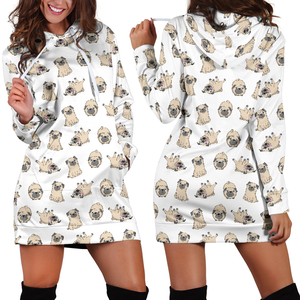 Pug Pattern Hoodie Dress