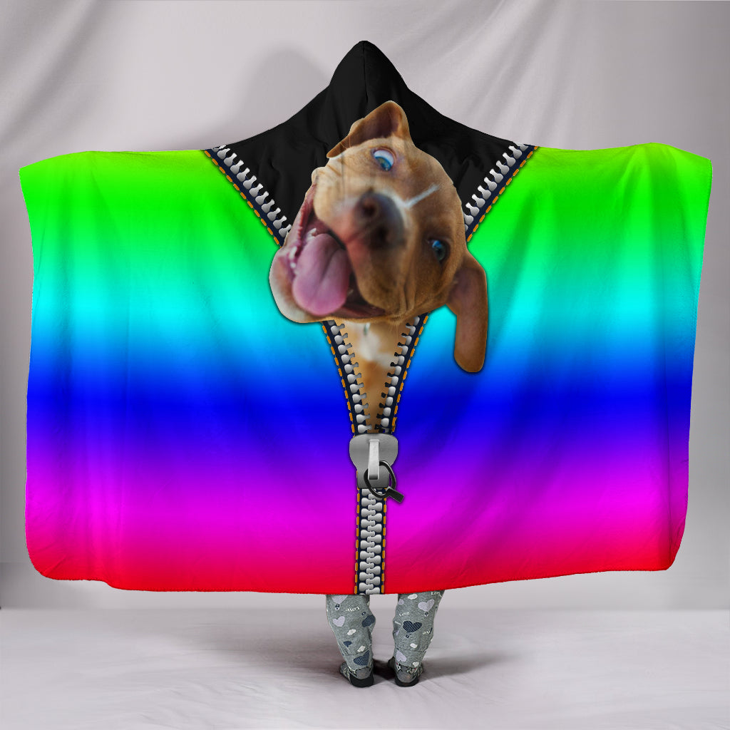 Zipped Pitbull Hooded Blanket