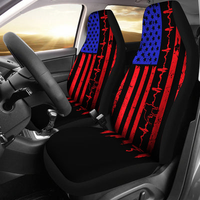 Pit Bull Heartbeat Flag Car Seat Covers (set of 2)