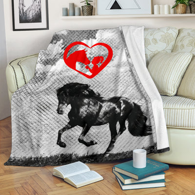 A Girl And Her Horse Premium Blanket