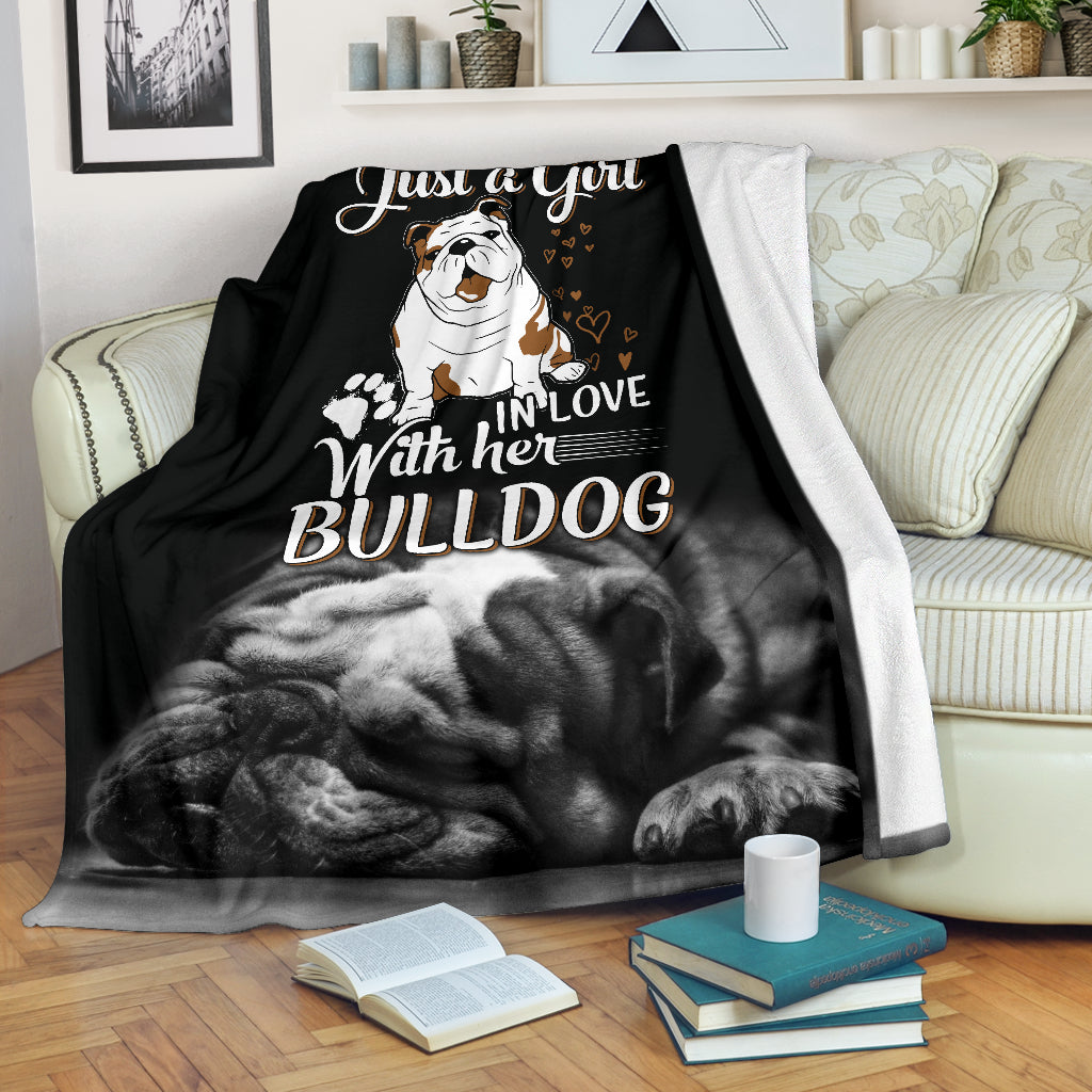 Just A Girl in Love With Her Bulldog Premium Blanket