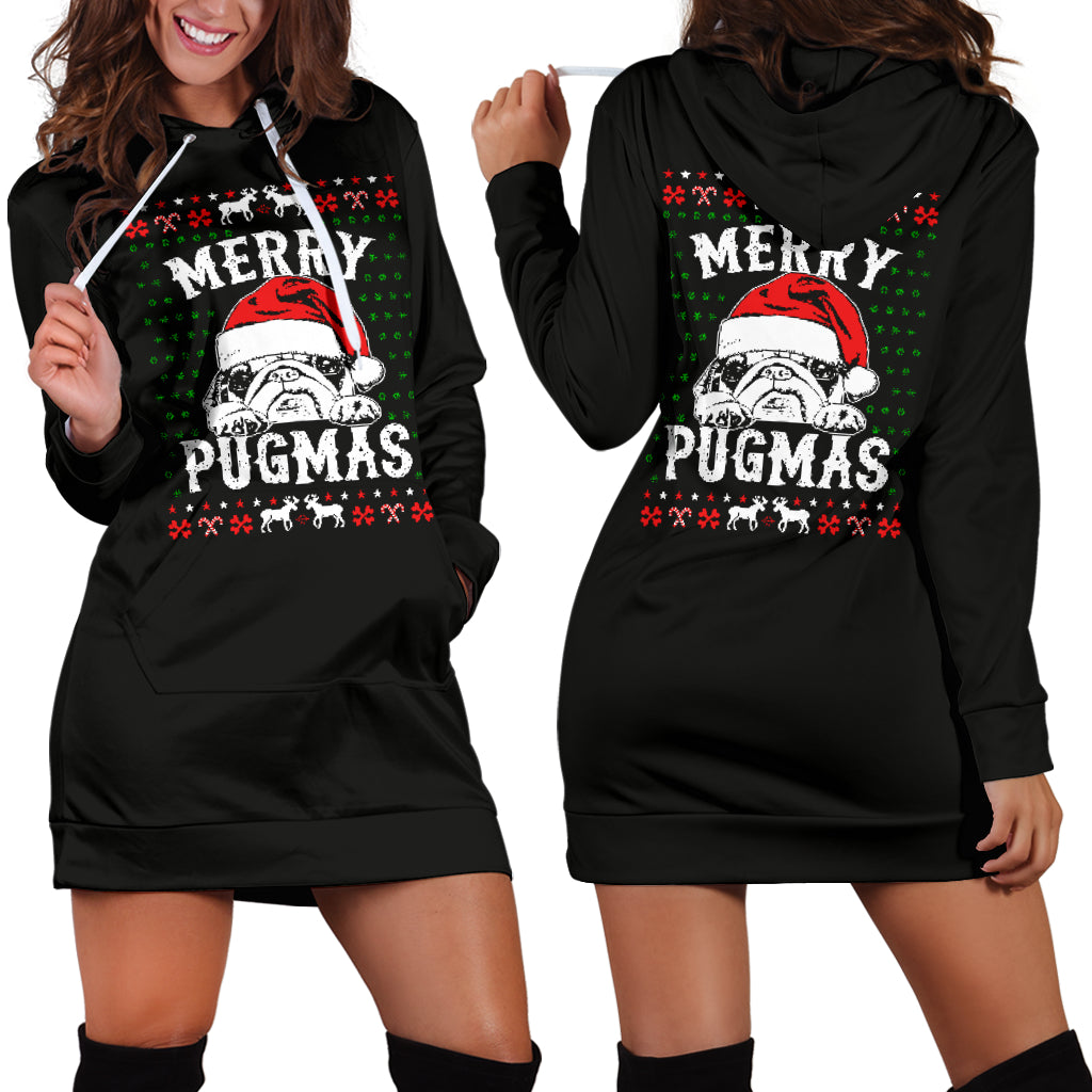 Merry Pugmas Hoodie Dress