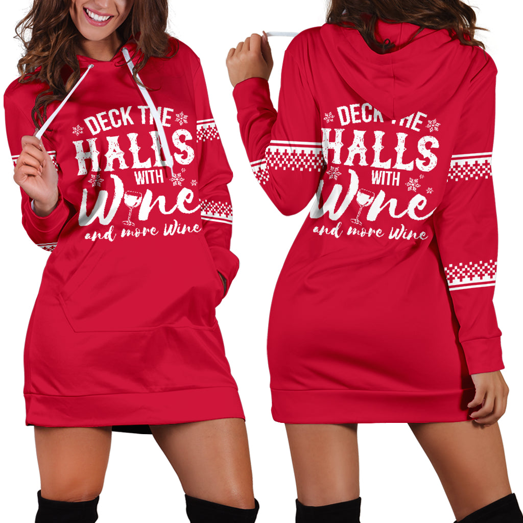 Deck The Halls With Wine Hoodie Dress