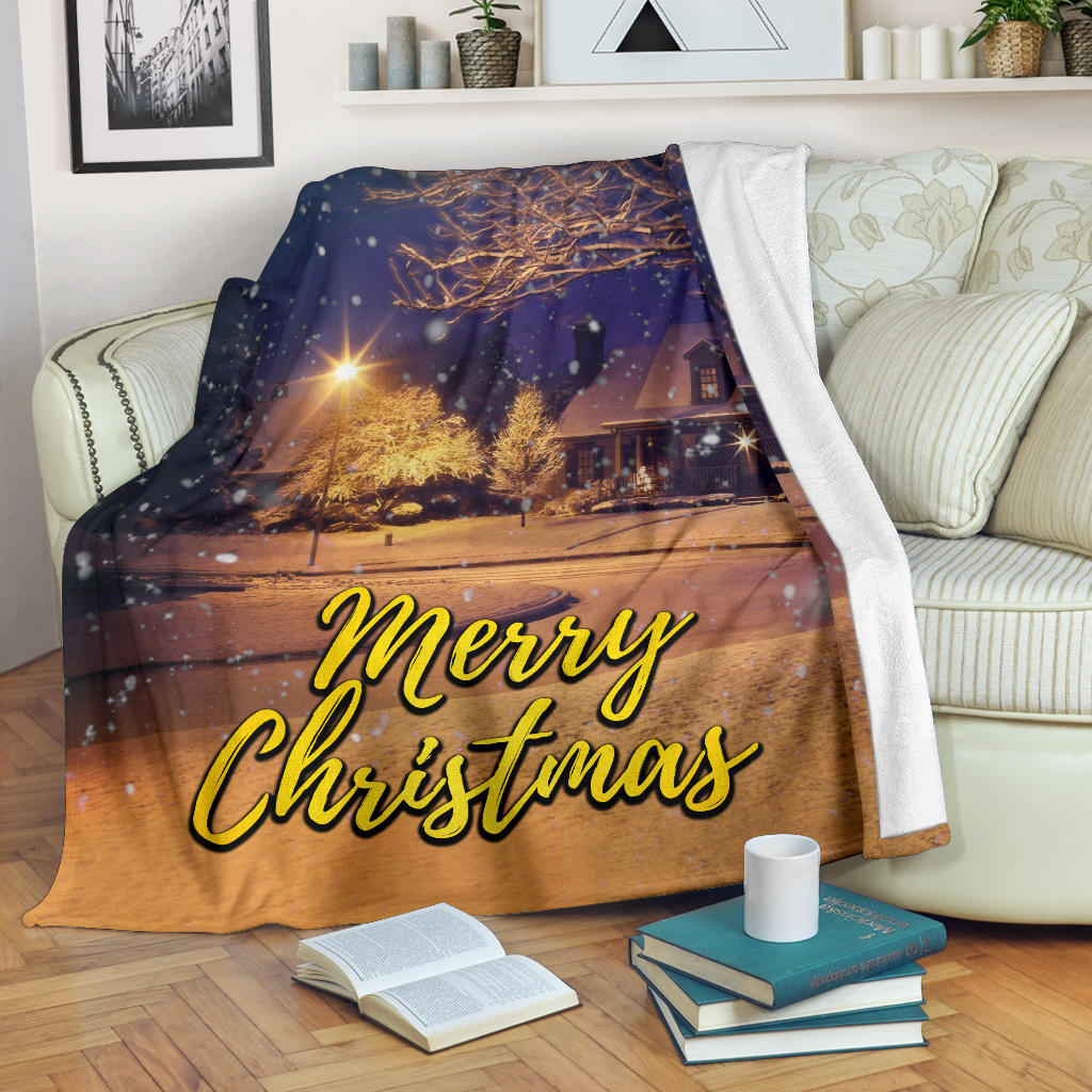 Christmas Night Scene Premium Blanket