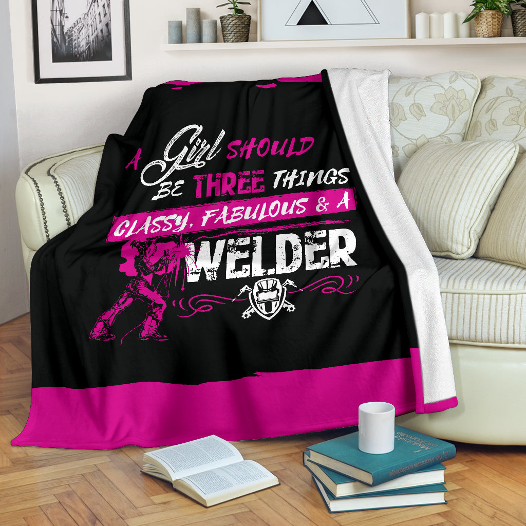 Classy Fabulous Welder Girl Premium Blanket