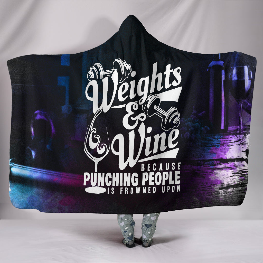Weights and Wine Hooded Blanket