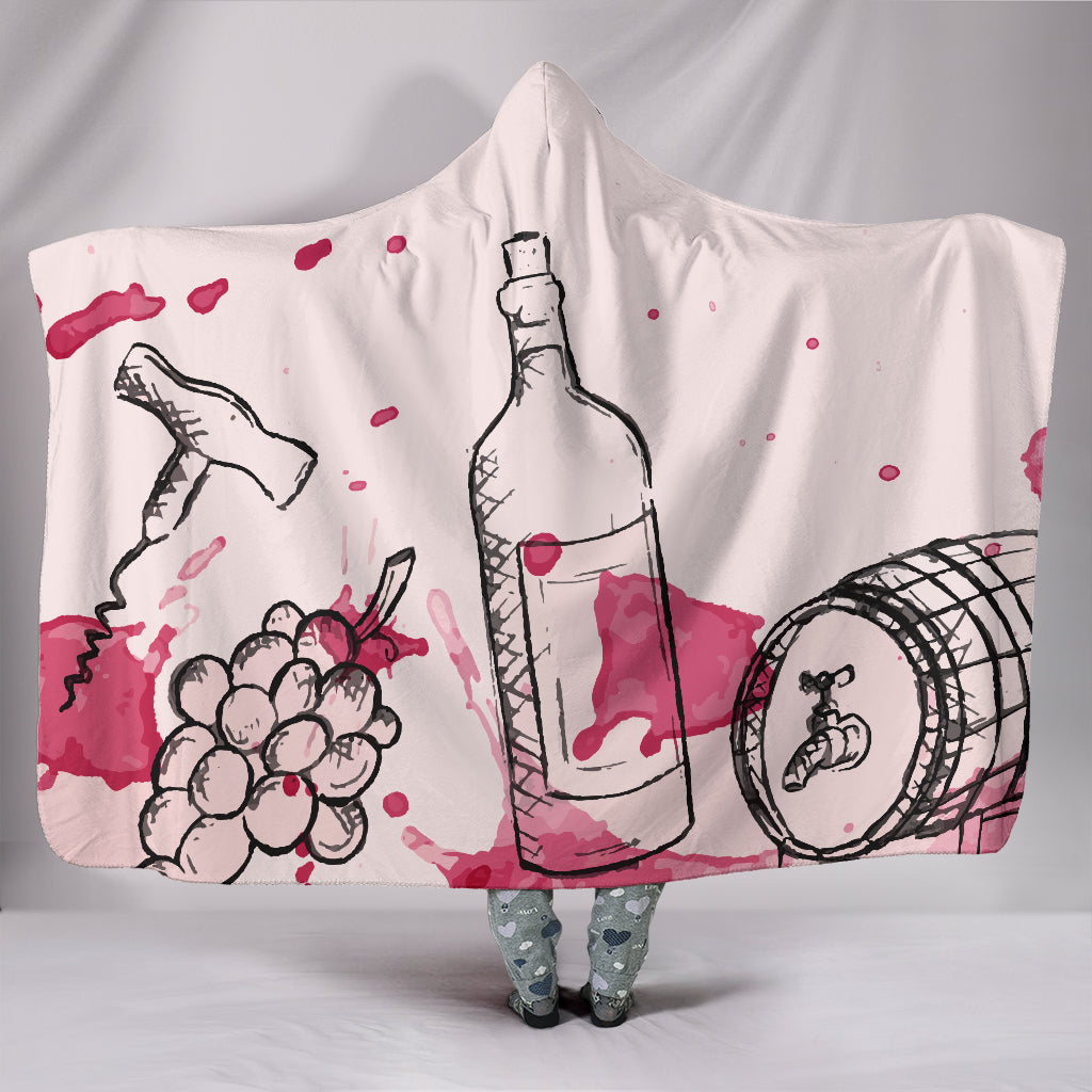 Wine Doodle Hooded Blanket