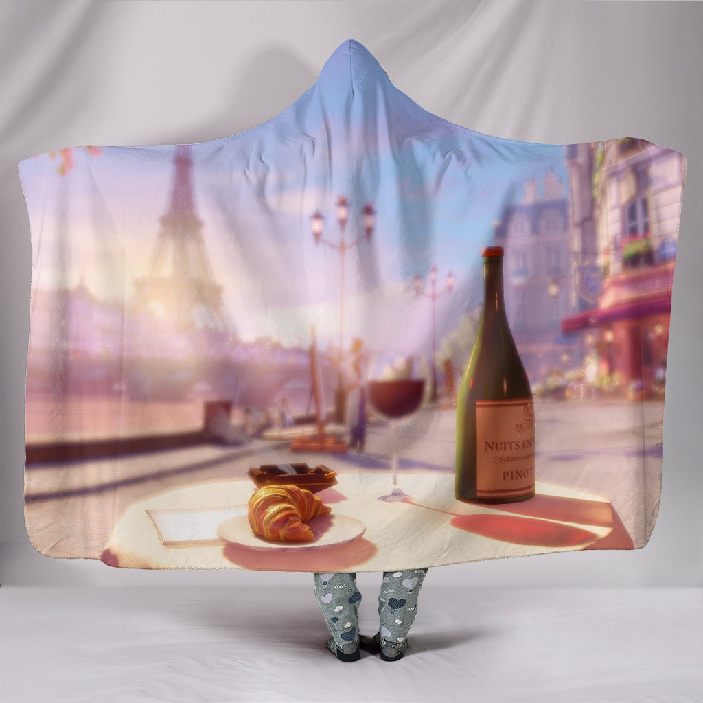 Wine In Paris Hooded Blanket