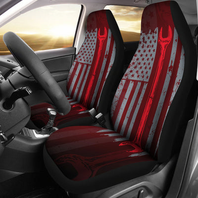 Mechanic Flag Car Seat Covers (set of 2)
