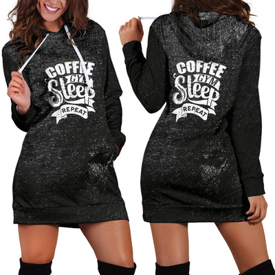 Coffee Gym Sleep Hoodie Dress