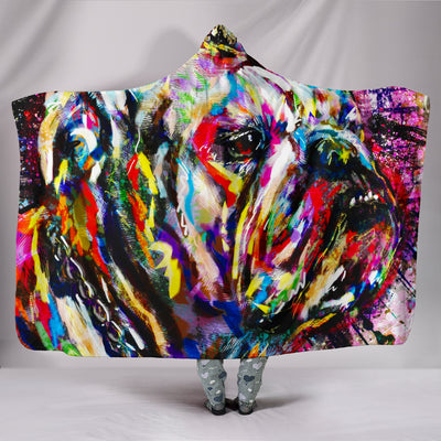 Bulldog Painted Face Hooded Blanket