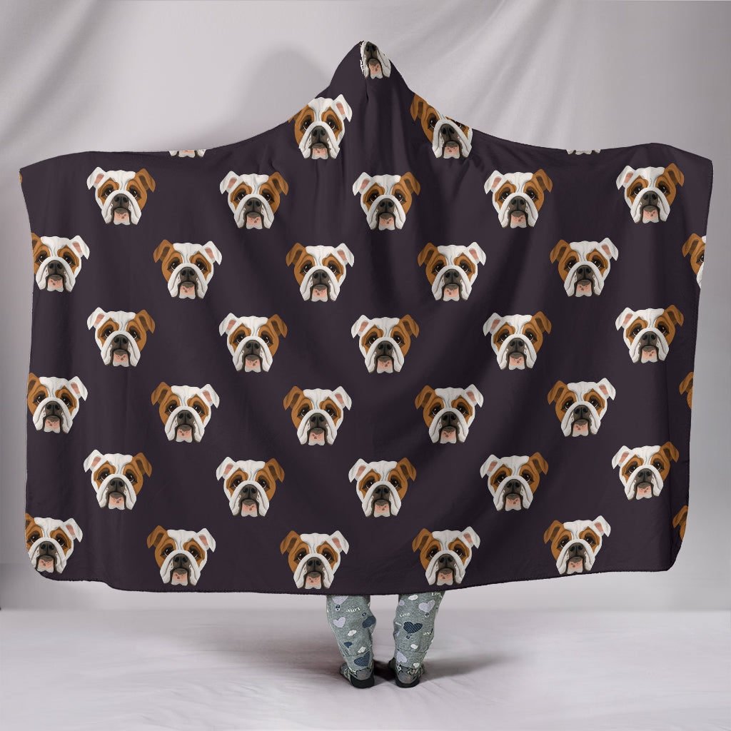 Bulldog Face Hooded Blanket