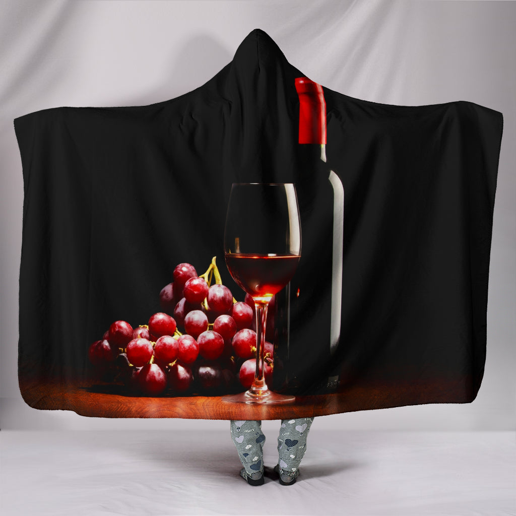 Wine and Grapes Hooded Blanket