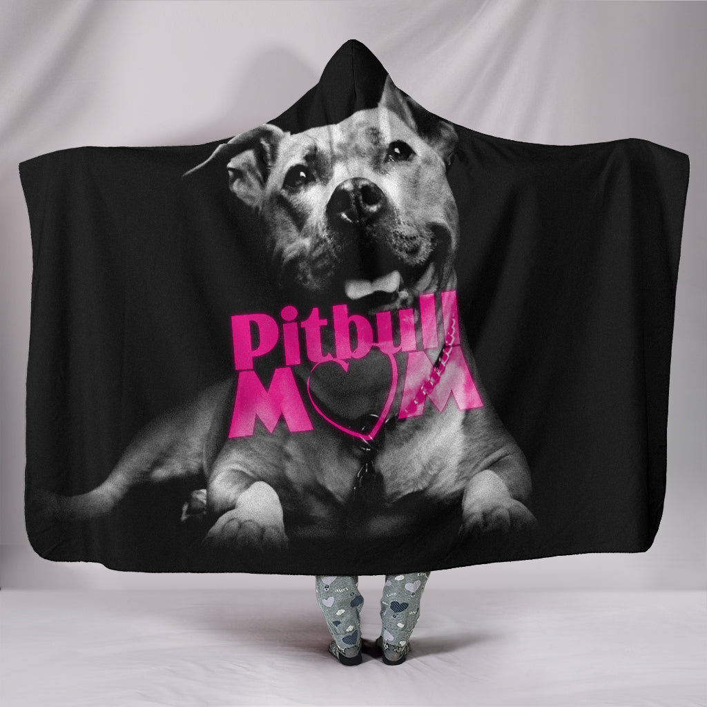 Pitbull Mom Hooded Blanket