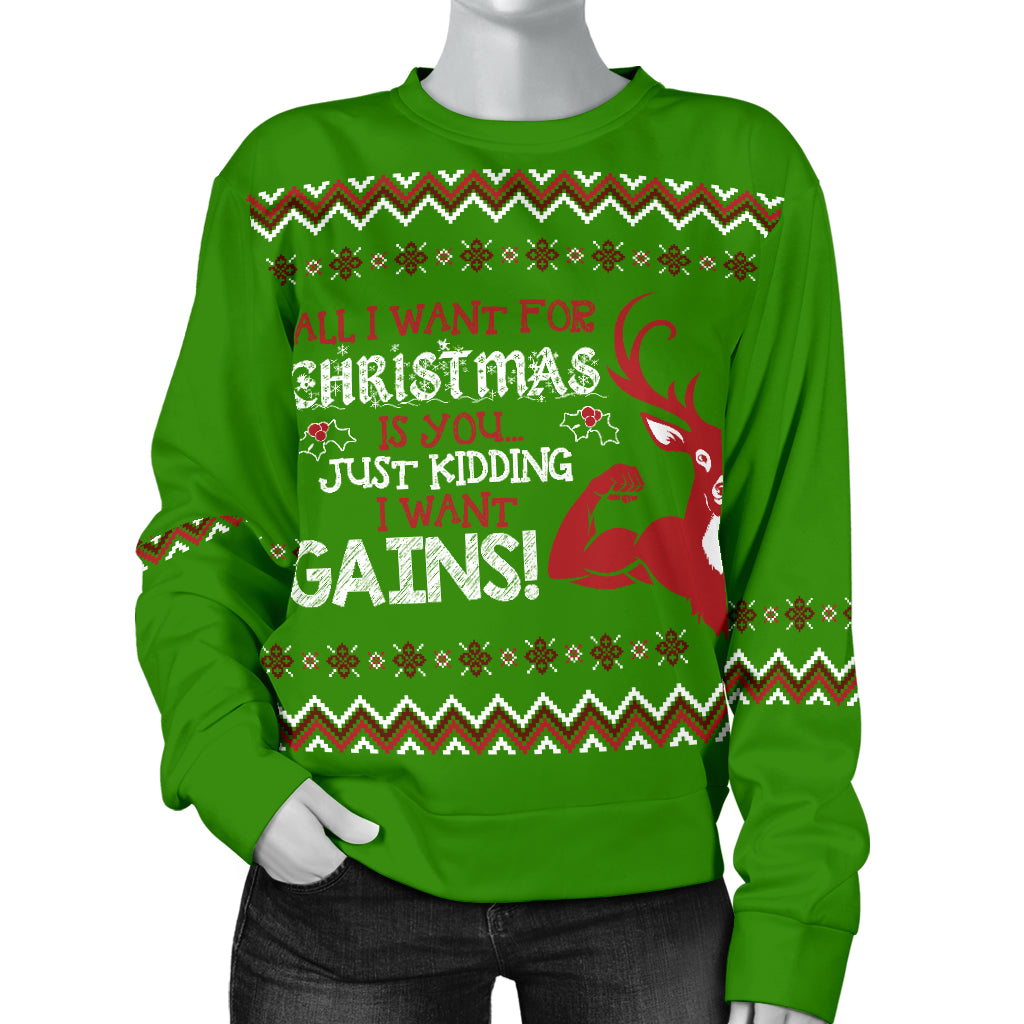 I Want Gains Women's Ugly Xmas Sweater