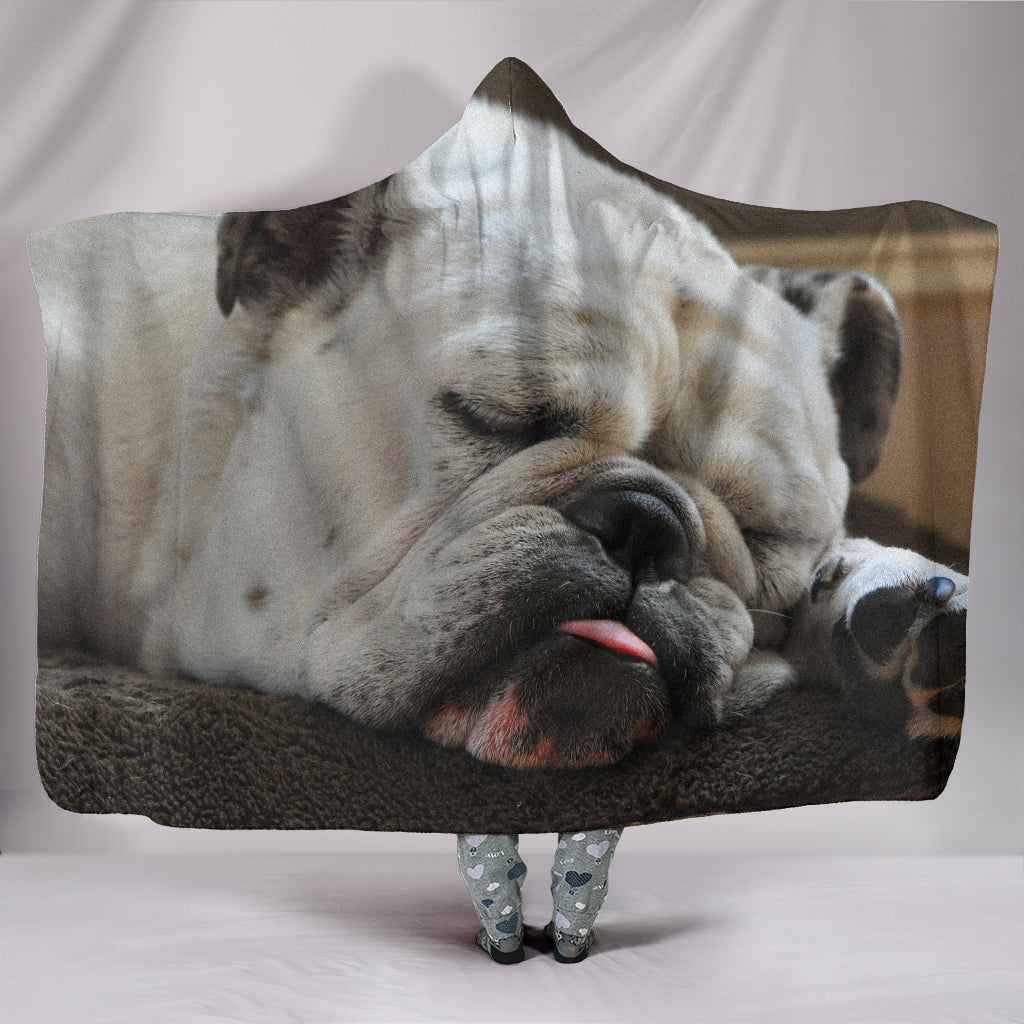 Sleepy Bulldog Hooded Blanket