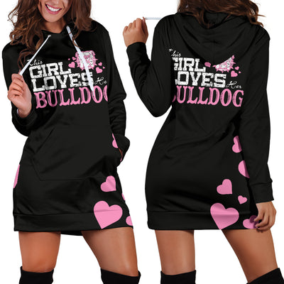 This Girl Loves Her Bulldog Hoodie Dress