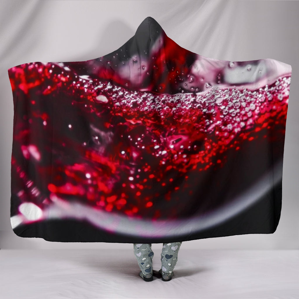 Red Wine Bubbles Hooded Blanket