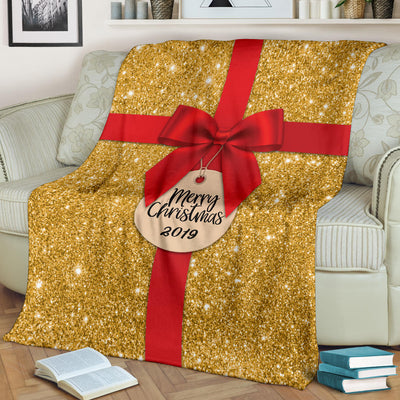 Gold Christmas Present 2019 Premium Blanket