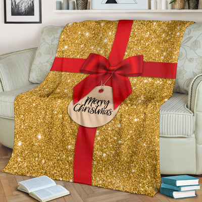 Gold Christmas Present Premium Blanket
