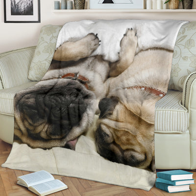 Tired Pug Buddies Premium Blanket - pug bestseller