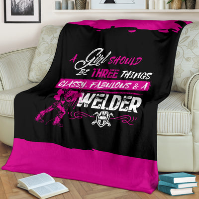 Classy Fabulous Welder Girl Premium Blanket
