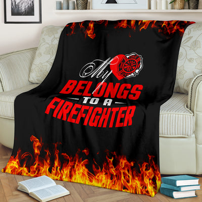 My Heart Belongs To A Firefighter Premium Blanket