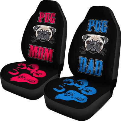 Pug Mom and Dad Car Seat Covers (set of 2)