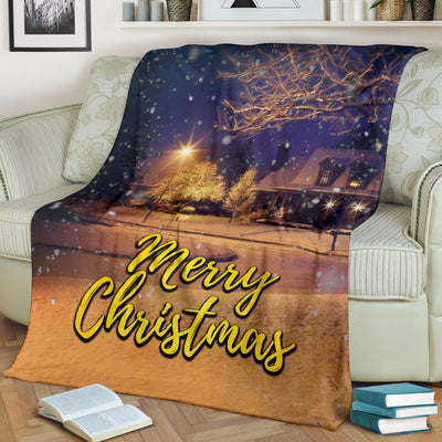 Christmas Night Scene Premium Blanket