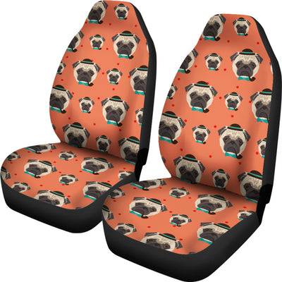 Hipster Pug Car Seat Covers (set of 2)